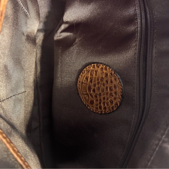 Etienne Aigner Croc embossed brown leather satchel - Picture 8 of 16